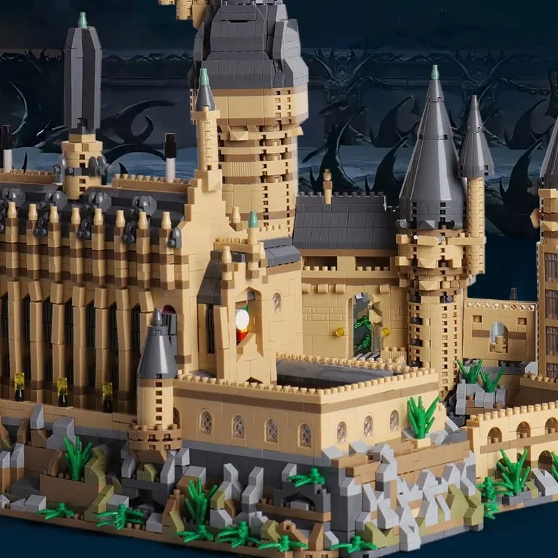 Castillo de Harry Potter con iluminación