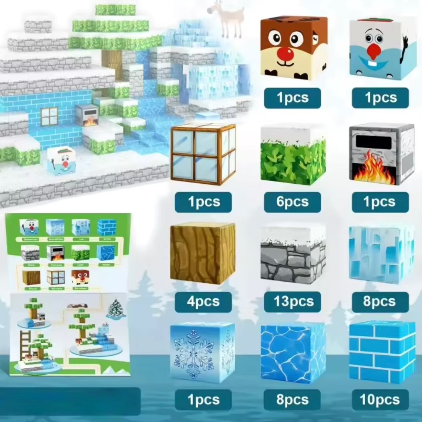 Bloques Minecraft Magnéticos Hielo Edición limitada 54/112/145 Piezas