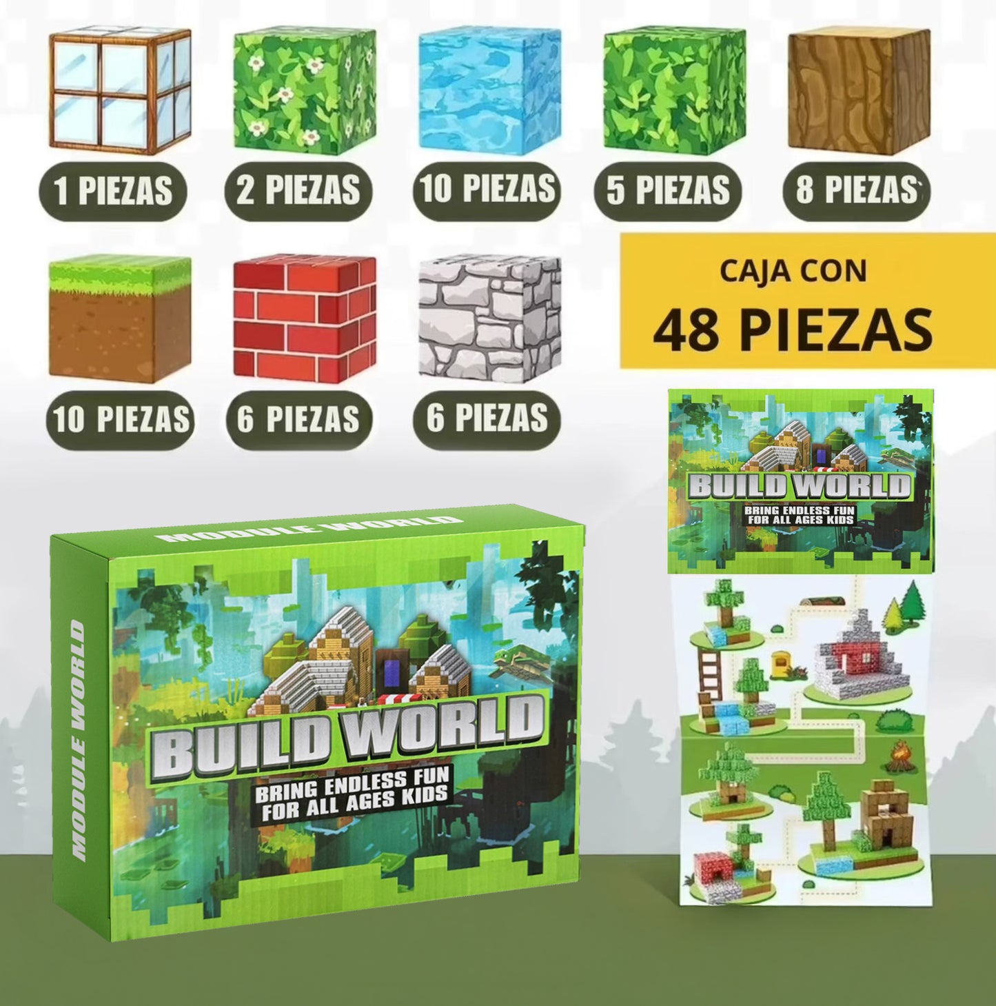 Bloques de Minecraft magnéticos Premium 48/100/148/200 Piezas